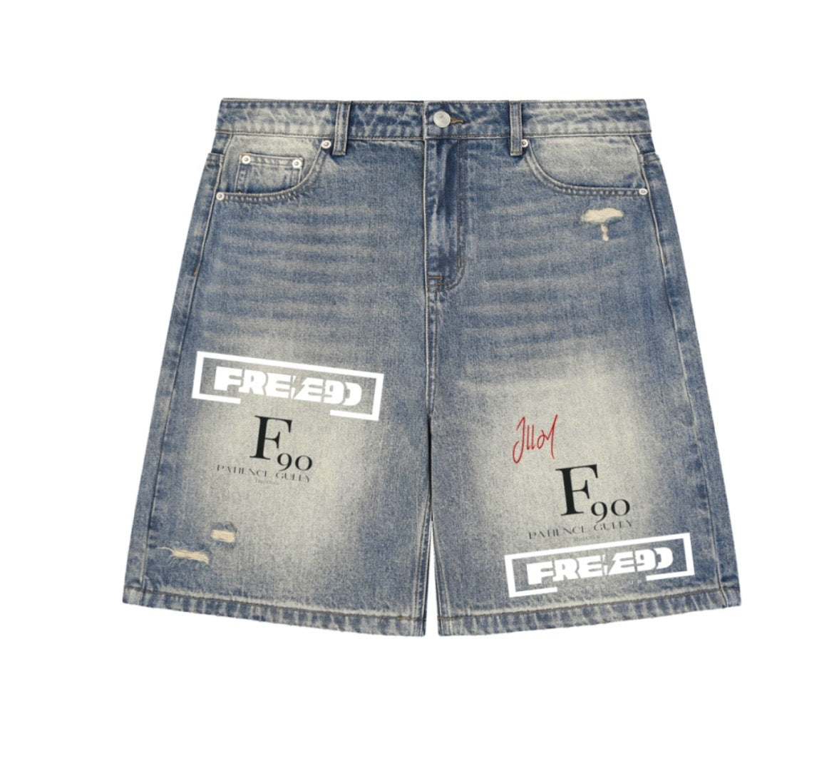 Print Jean Shorts
