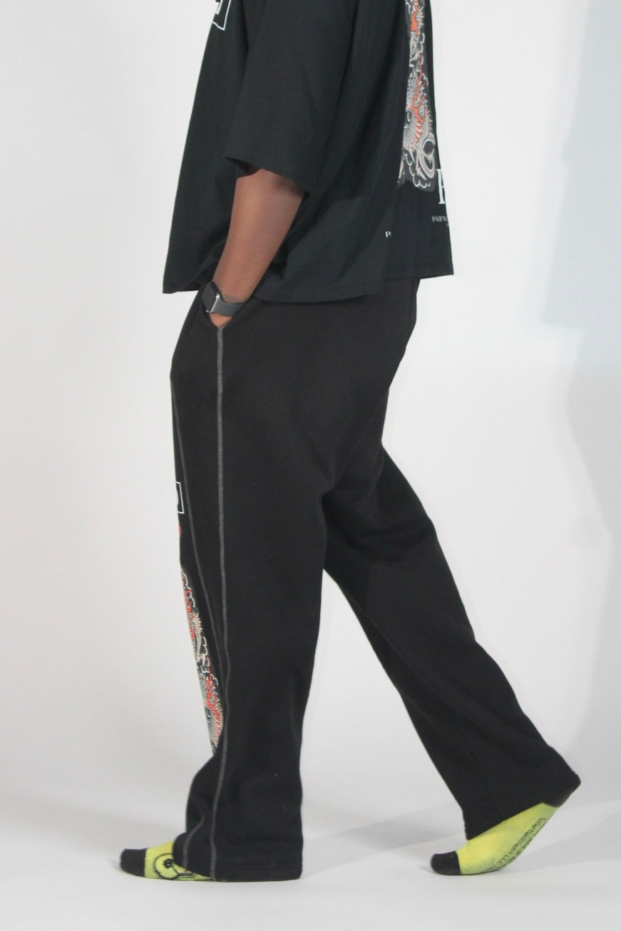 “A Dragon’s Love” Oversized Open Hem Trackpants