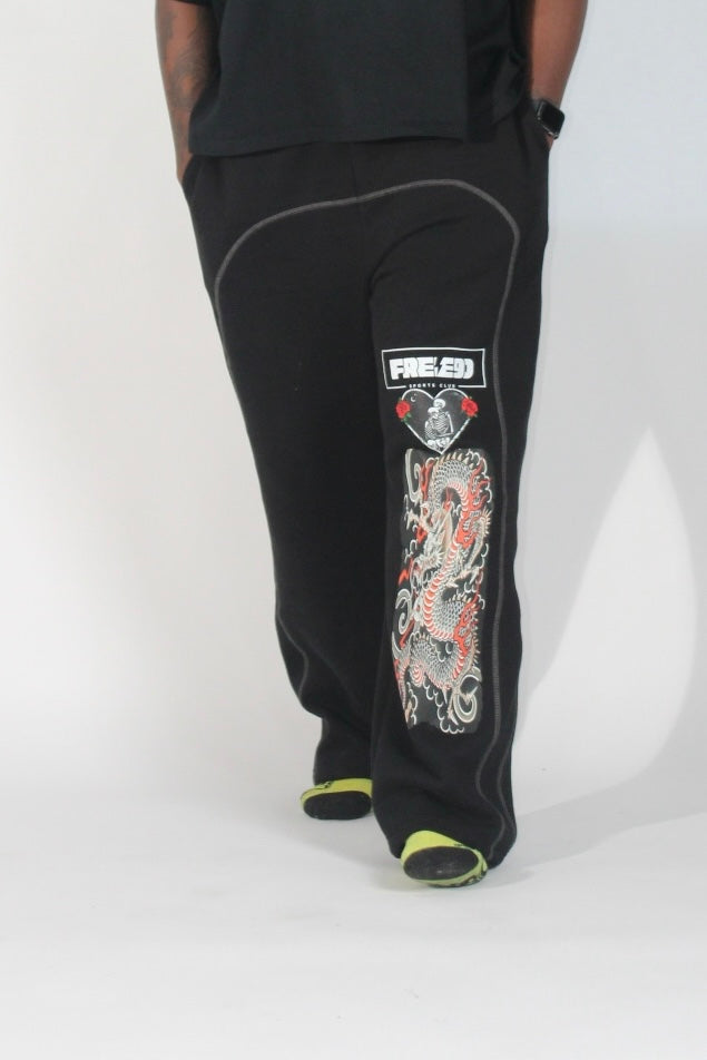 “A Dragon’s Love” Oversized Open Hem Trackpants