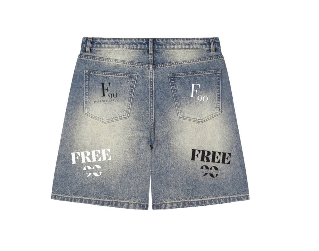 Print Jean Shorts