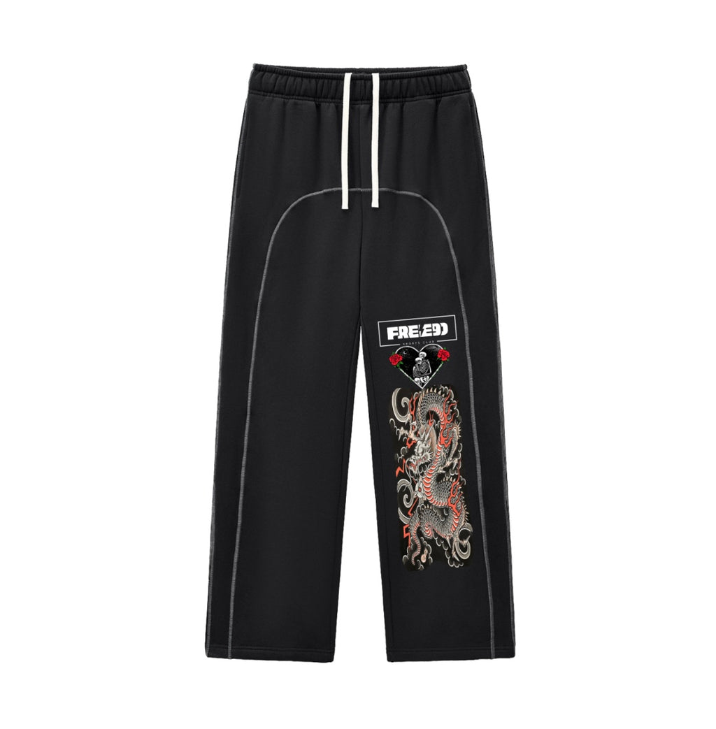 “A Dragon’s Love” Oversized Open Hem Trackpants