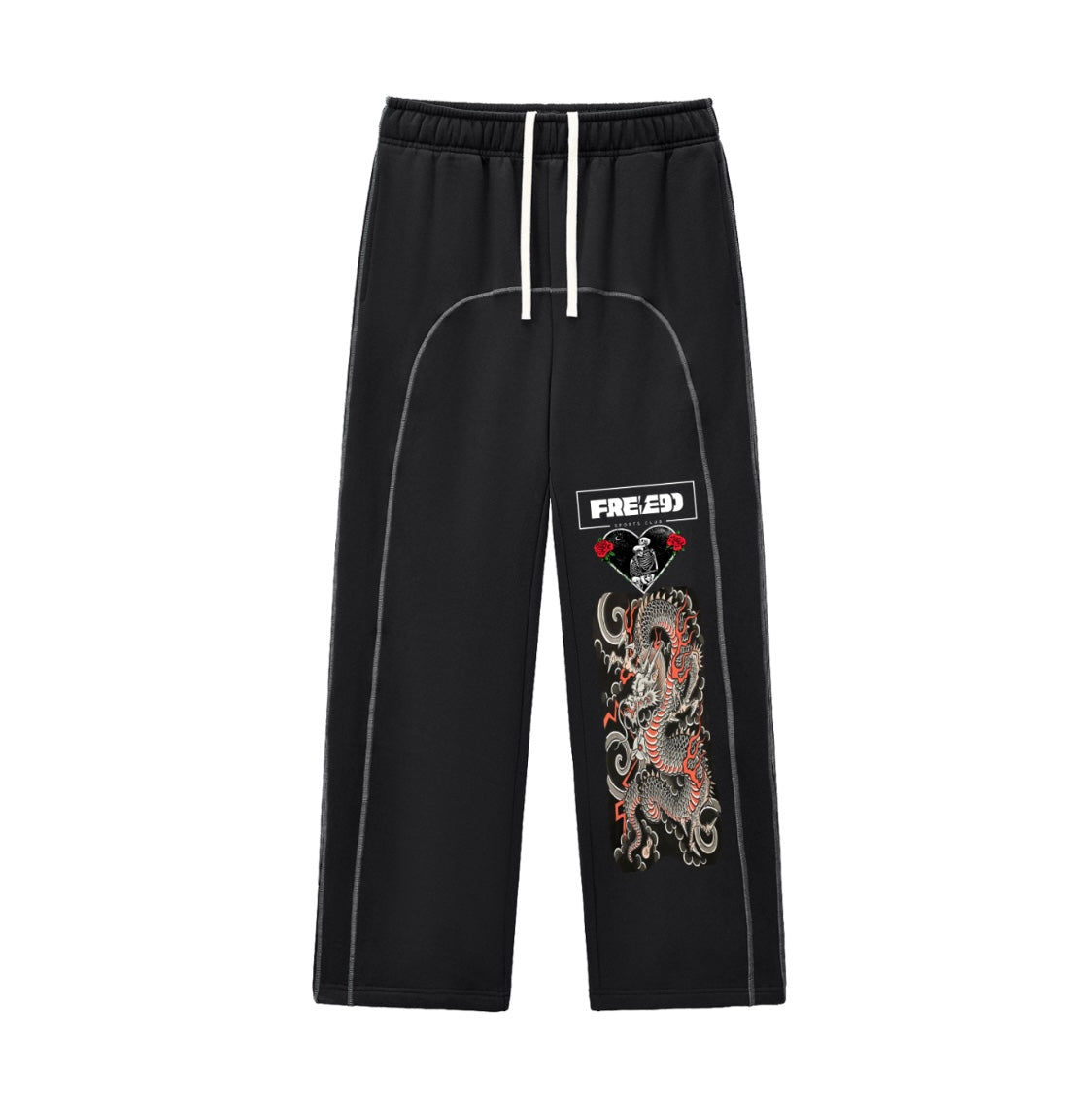“A Dragon’s Love” Oversized Open Hem Trackpants